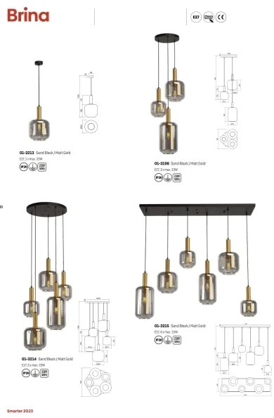 Redo 01-3215 - Csillár zsinóron BRINA 6xE27/23W/230V