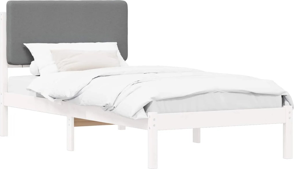 vidaXL Ágykeret Kárpitozott Fejtámlával Világosszürke 90 x 190 cm