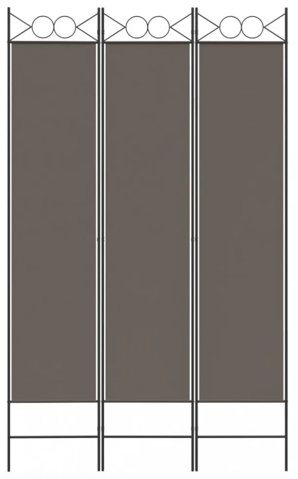 3 paneles antracitszürke szövet térelválasztó 120x200 cm