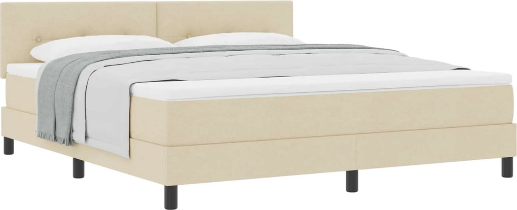 vidaXL Boxrugós ágy matracmal fejtámlával Krém 180 x 200 cm szövet