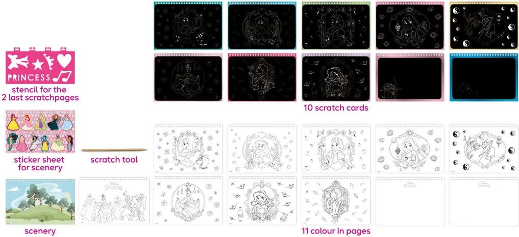 Disney Hercegnők Beauty scratch képkarcoló készlet és activity szett