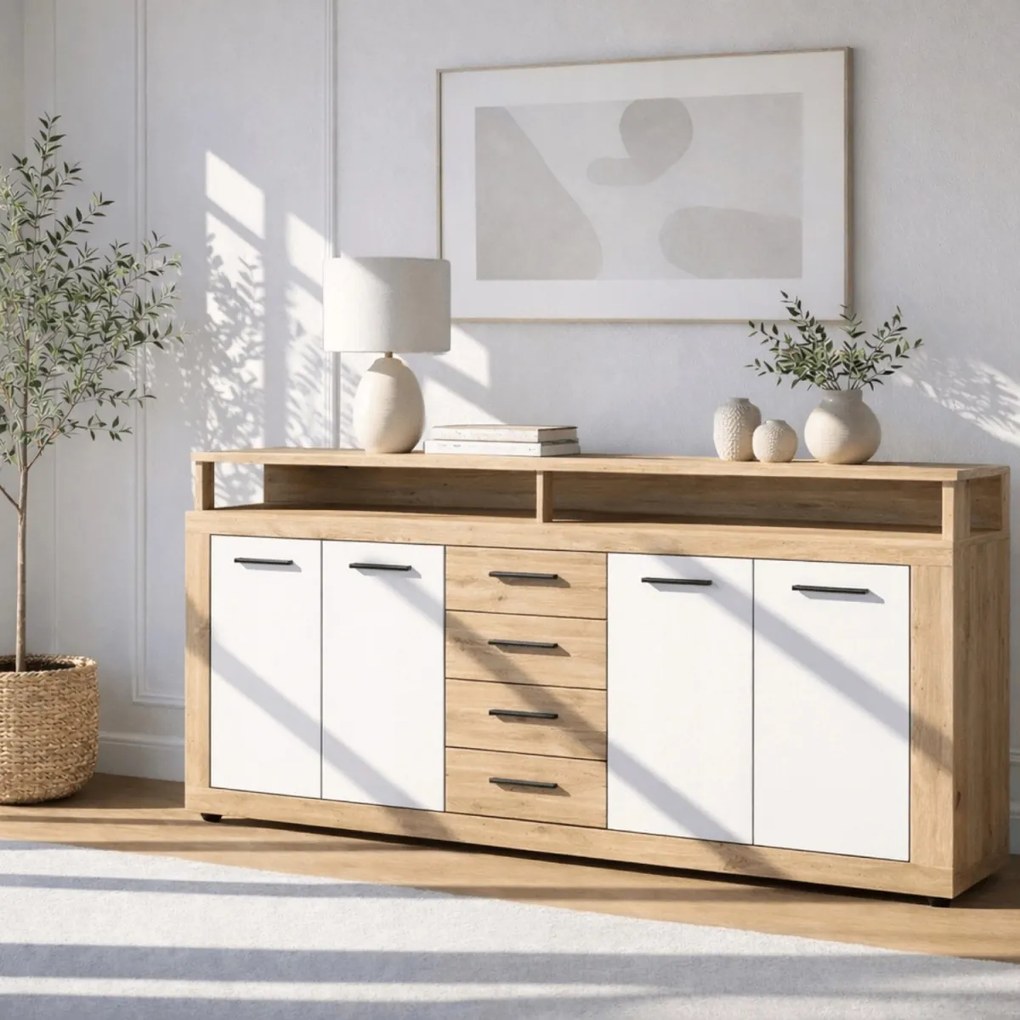 Komoda BLAGO 190 cm Dąb Artisan/Biały