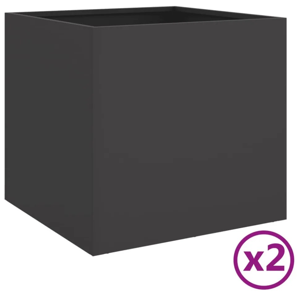 vidaXL 2 db fekete acél növénytartó 49 x 47 x 46 cm