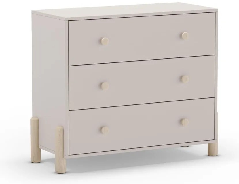 Krémszínű borovi fenyő alacsony gyerek komód 90x80 cm Enola – Marckeric