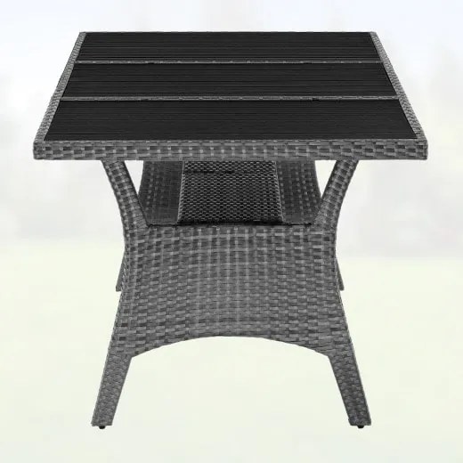 Casaria® Rattan asztal Takeo 190x90x75cm - szürke