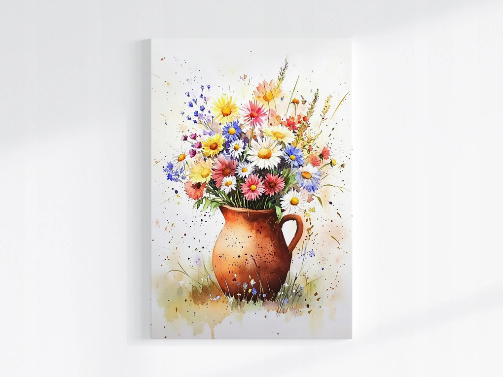 Vászonkép Canvas Dekoráció Színes Virágok Csokor Kancsó 40x60