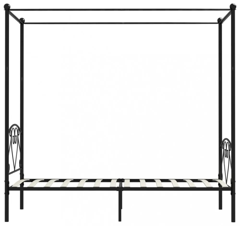 fekete fém baldachinos ágykeret 90 x 200 cm
