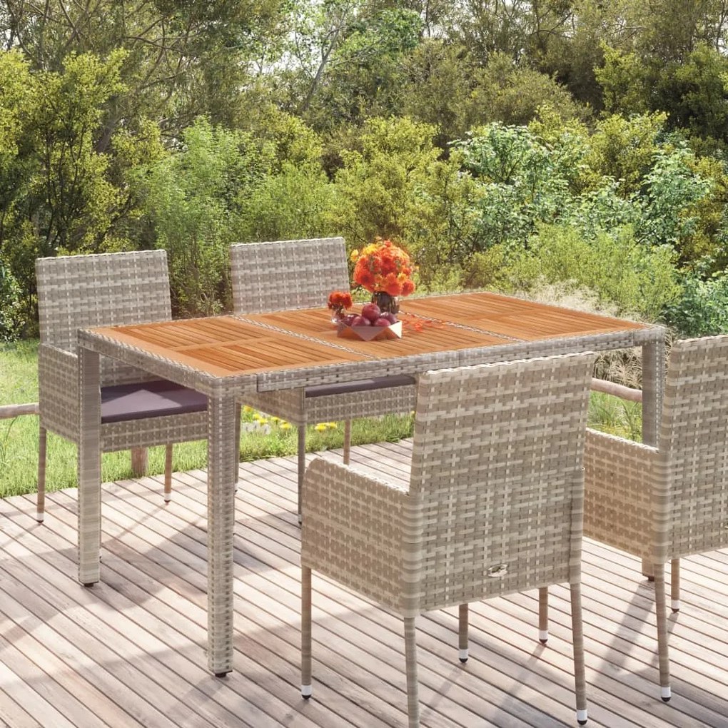 vidaXL szürke polyrattan falapos kerti asztal 150 x 90 x 75 cm