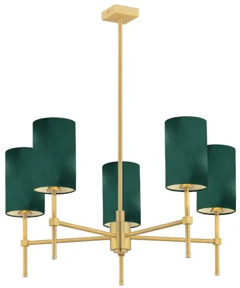 Argon 2147 - Csillár rúdon ABRUZZO 5xE14/7W/230V sárgaréz/zöld