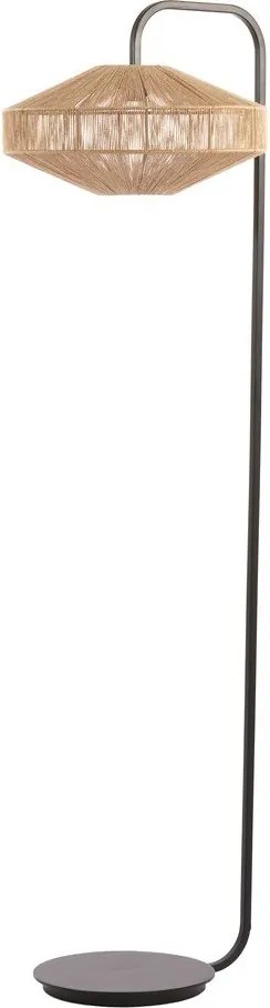 Matt fekete-natúr színű állólámpa textil búrával (magasság 164 cm) Lyra – Light & Living