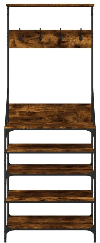 füstös tölgy színű ruhafogas cipőpolccal 70x34x184 cm