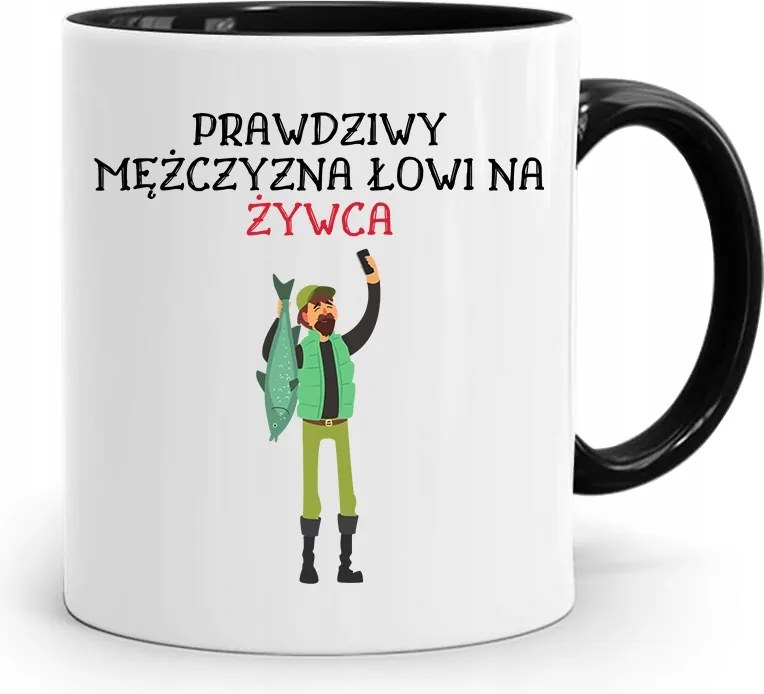 Fekete Bögre Horgászoknak Élő Horgászoknak Ajándék fényképes nyomattal