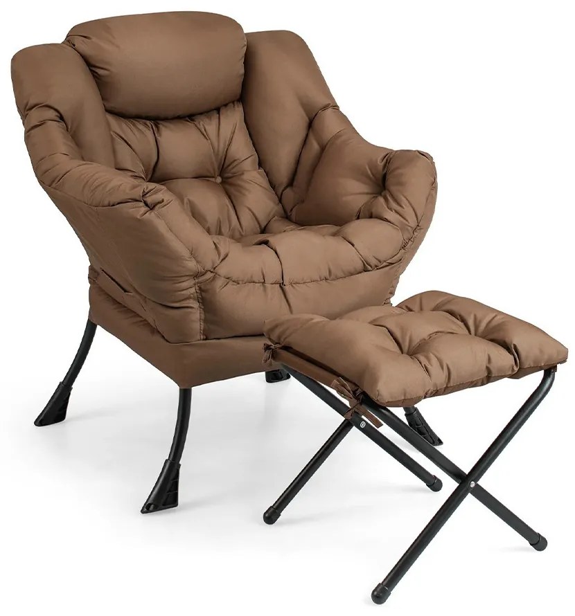 Relax fotel lábtartóval, barna