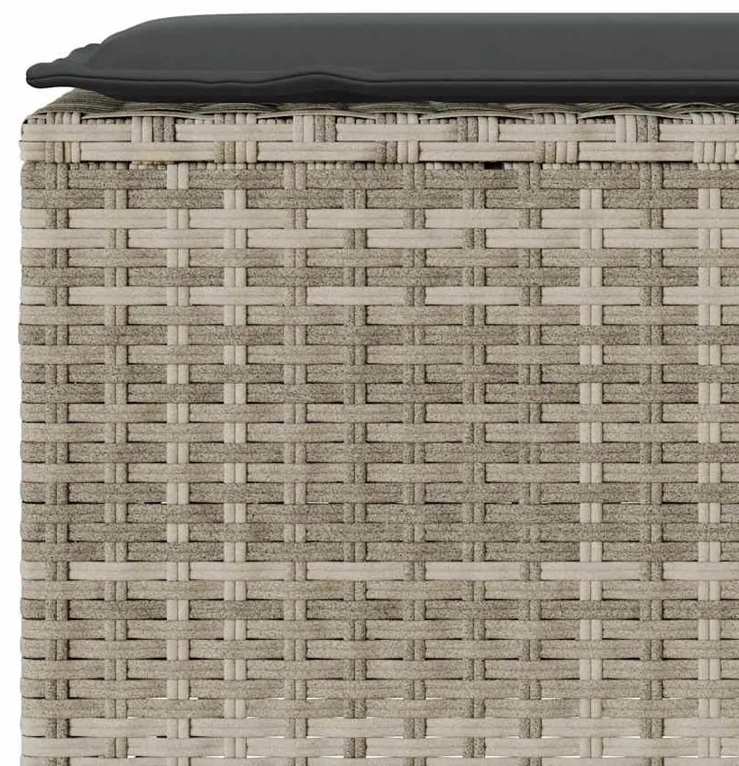 világosszürke polyrattan kerti pad párnával 110x30x40,5 cm
