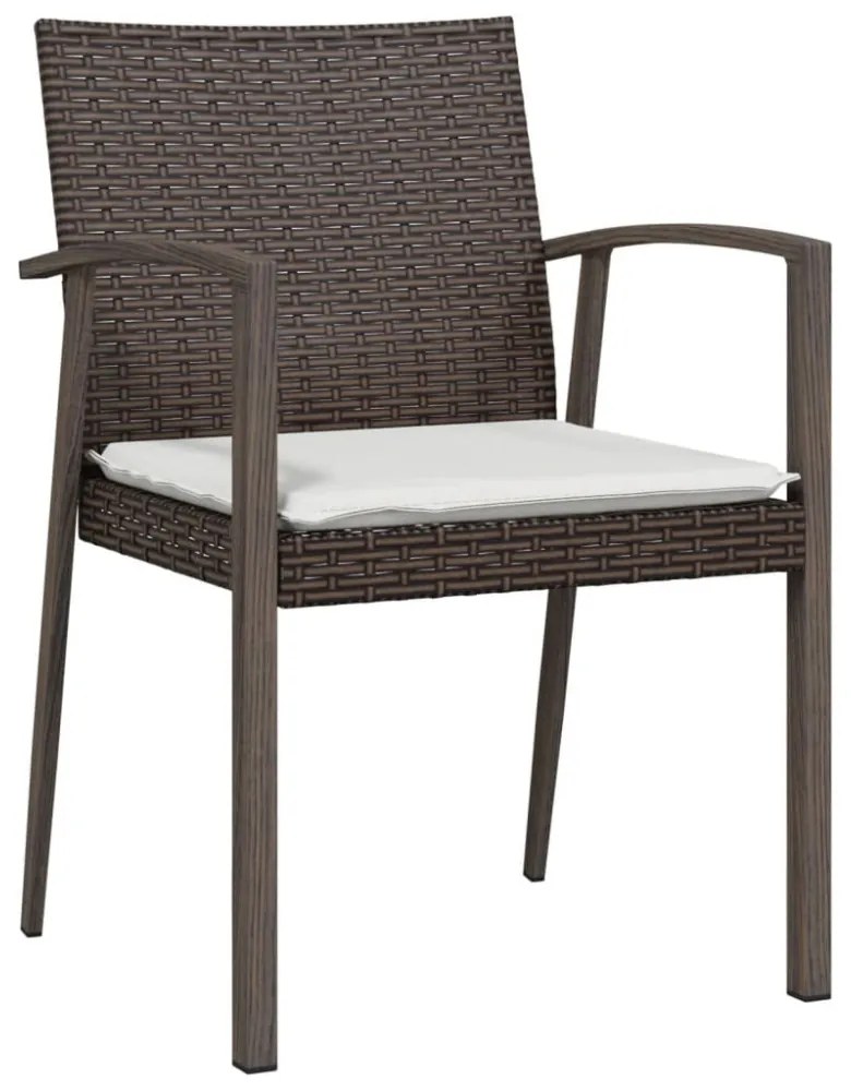 2 db barna polyrattan kerti szék párnával 56,5 x 57 x 83 cm