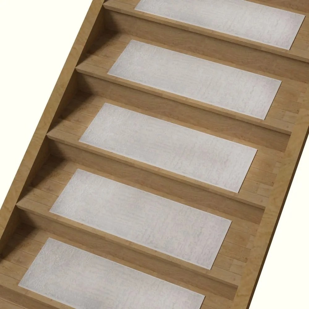Krémszínű pamut lépcsőszőnyeg szett 16 db-os 25x65 cm Milano Beyaz – Vitaus