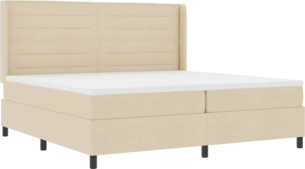 vidaXL LED Box Spring Ágy matracmal Krém 200 x 200 cm szövet