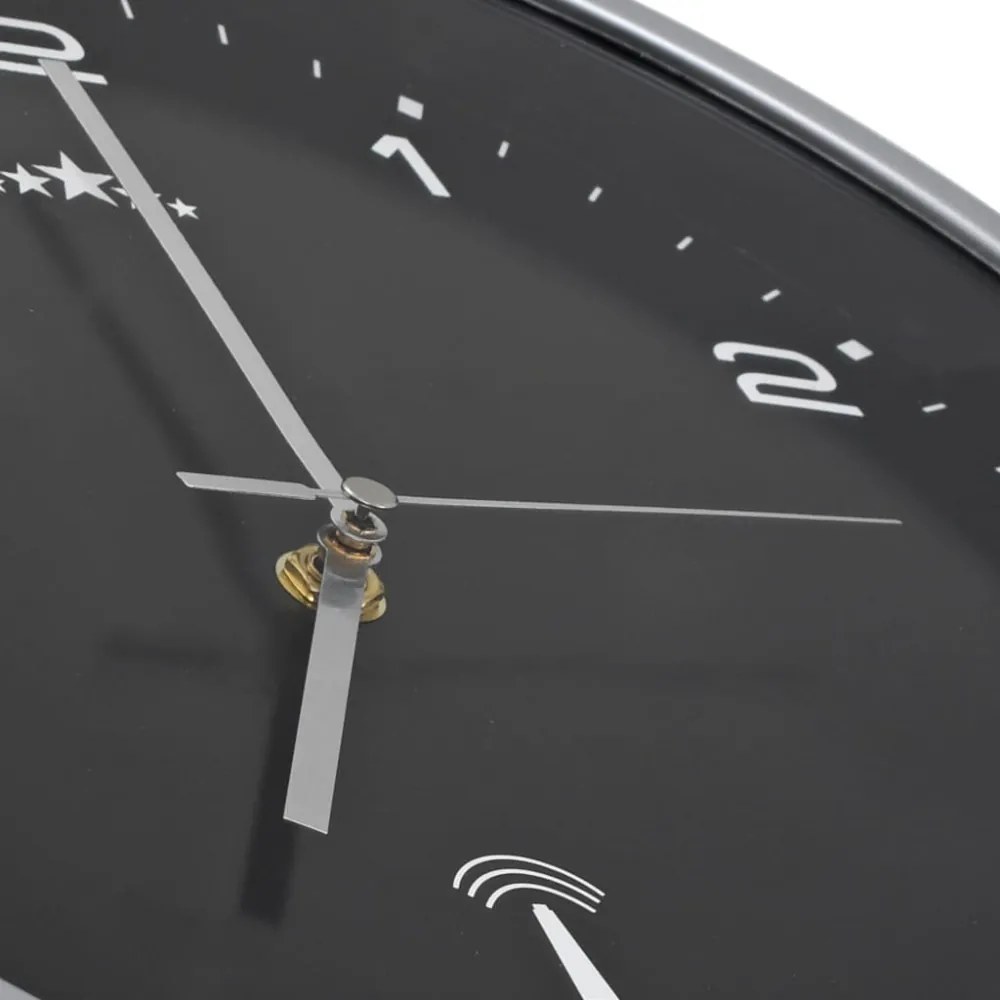 fekete színű rádióvezérelt falióra kvarcszerkezettel 31 cm