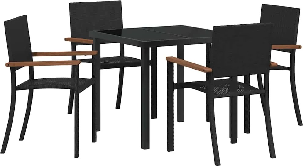 vidaXL Kert étkező szett 5 pcs Fekete Porszórt acél