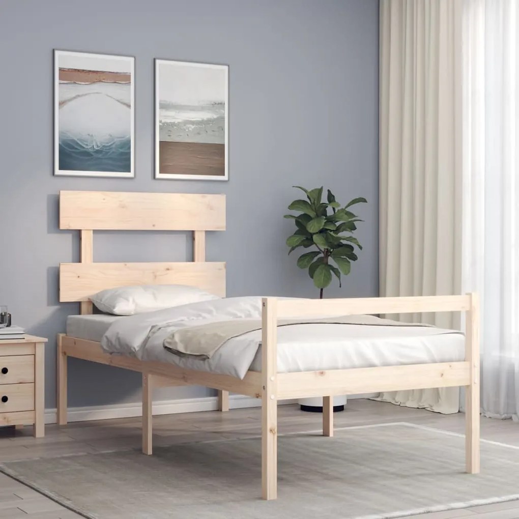 tömör fa ágy időseknek fejtámlával 90x200 cm