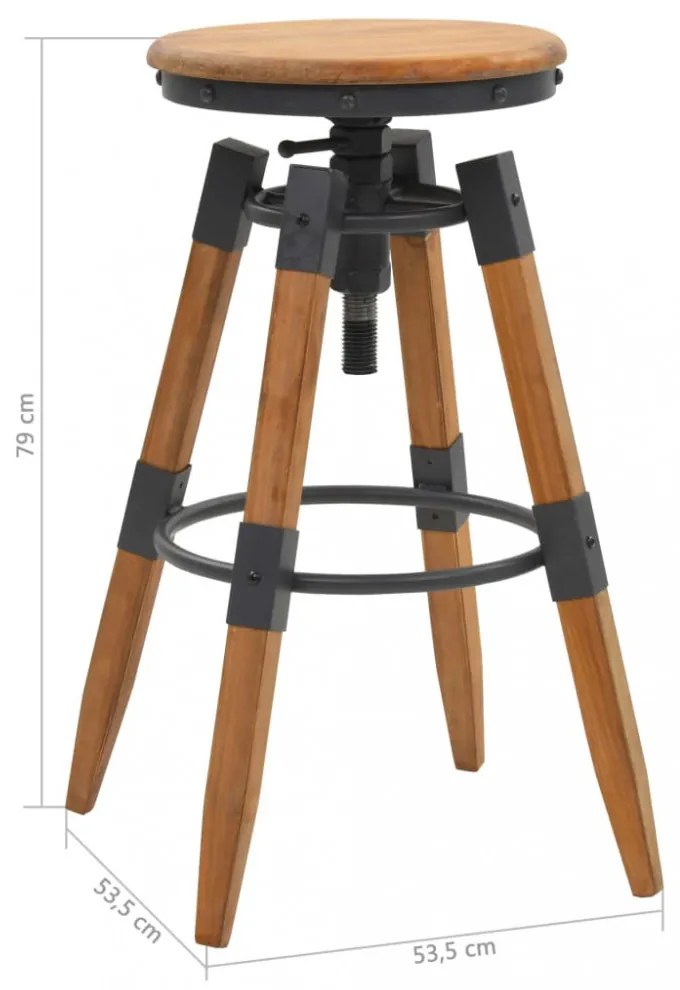 2 db állítható, tömör fenyő bárszék 53,5 x 53,5 x 79 cm