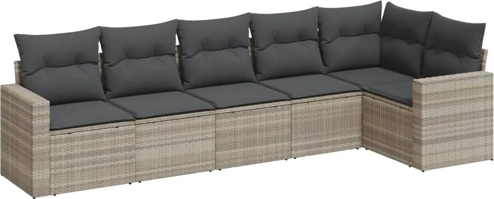 vidaXL 6 részes világosszürke polyrattan kerti ülőgarnitúra párnákkal