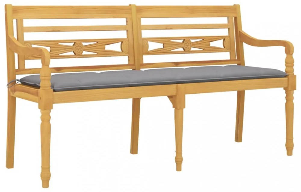 tömör tíkfa Batavia pad szürke párnával 150 cm