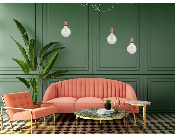 Csillár zsinóron MIROS 3xE27/60W/230V pók fehér/réz