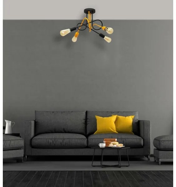 Felületre szerelhető csillár OXFORD 4xE27/15W/230V fekete/sárga