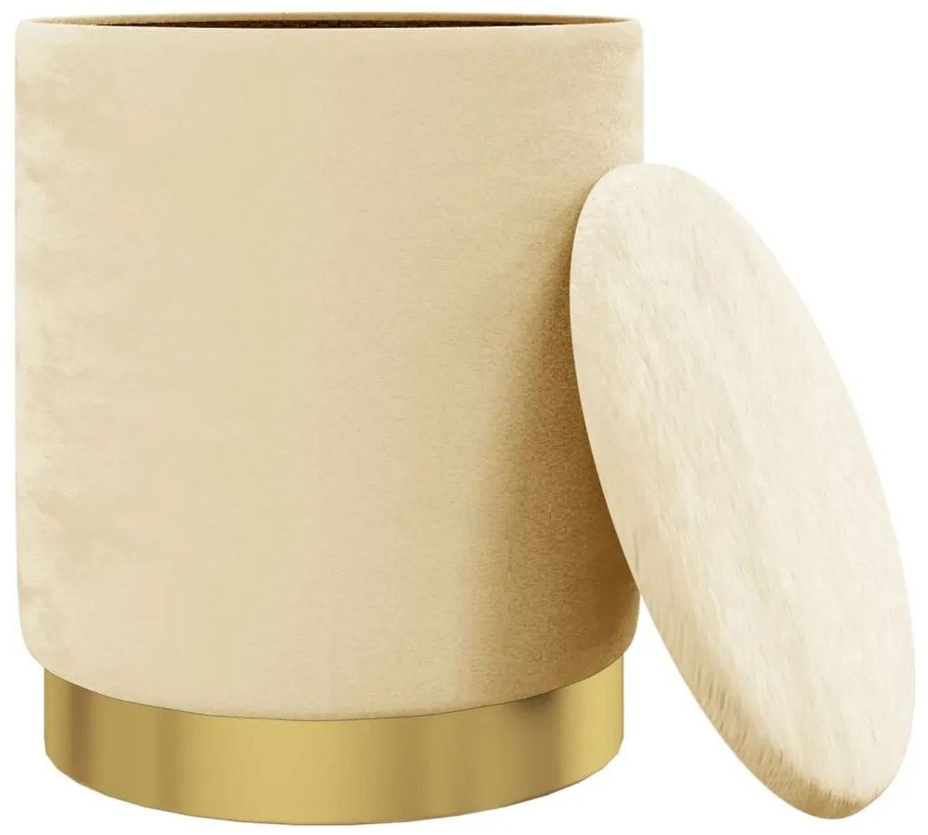 barackszínű kerek bársonyülőke tárolóval 31 x 37 cm