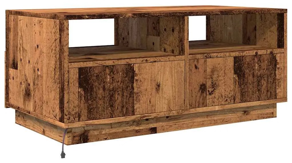 antik fa színű dohányzóasztal LED-lámpákkal 90 x 49 x 40 cm