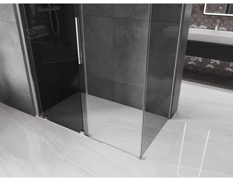 Mexen Velar, zuhanykabin tolóajtóval 140 x 80 cm, 8mm szürke üveg, króm, 871-140-080-41-01