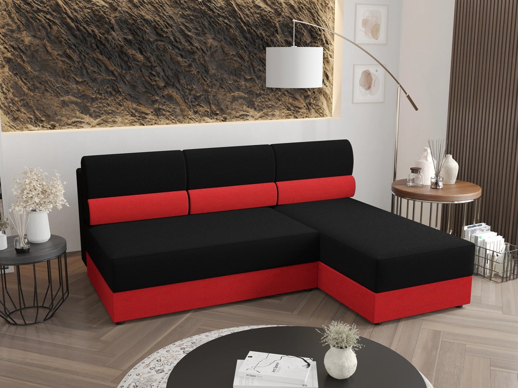 Sarok ülőgarnitúra Radiant L1 (fekete + piros) (J). 1057440
