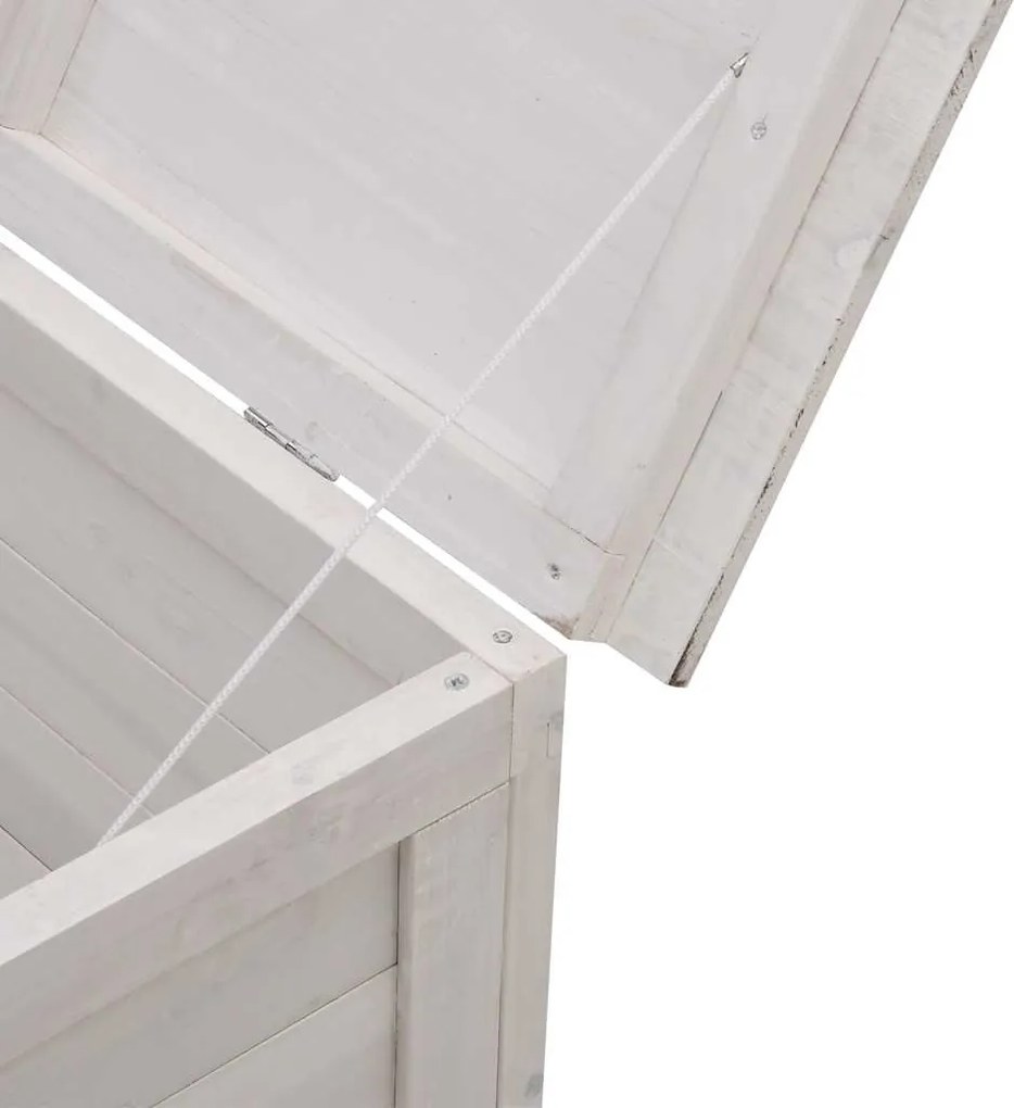 vidaXL fehér tömör fenyőfa kerti tárolóláda 99 x 49,5 x 58,5 cm