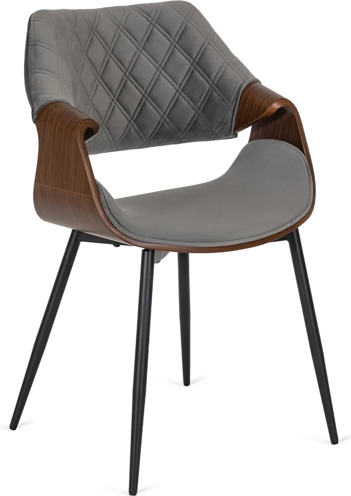 DAKOTA bársony szék szürke / dió színben