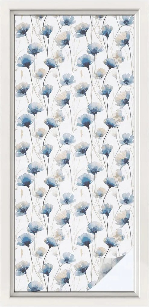 Öntapadós szélvédő furnér Adatvédelem Kék virágok 50x116