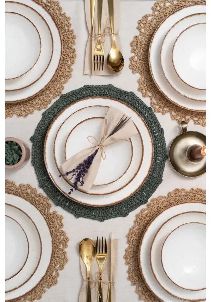 24 darabos bézs/barna porcelán étkészlet