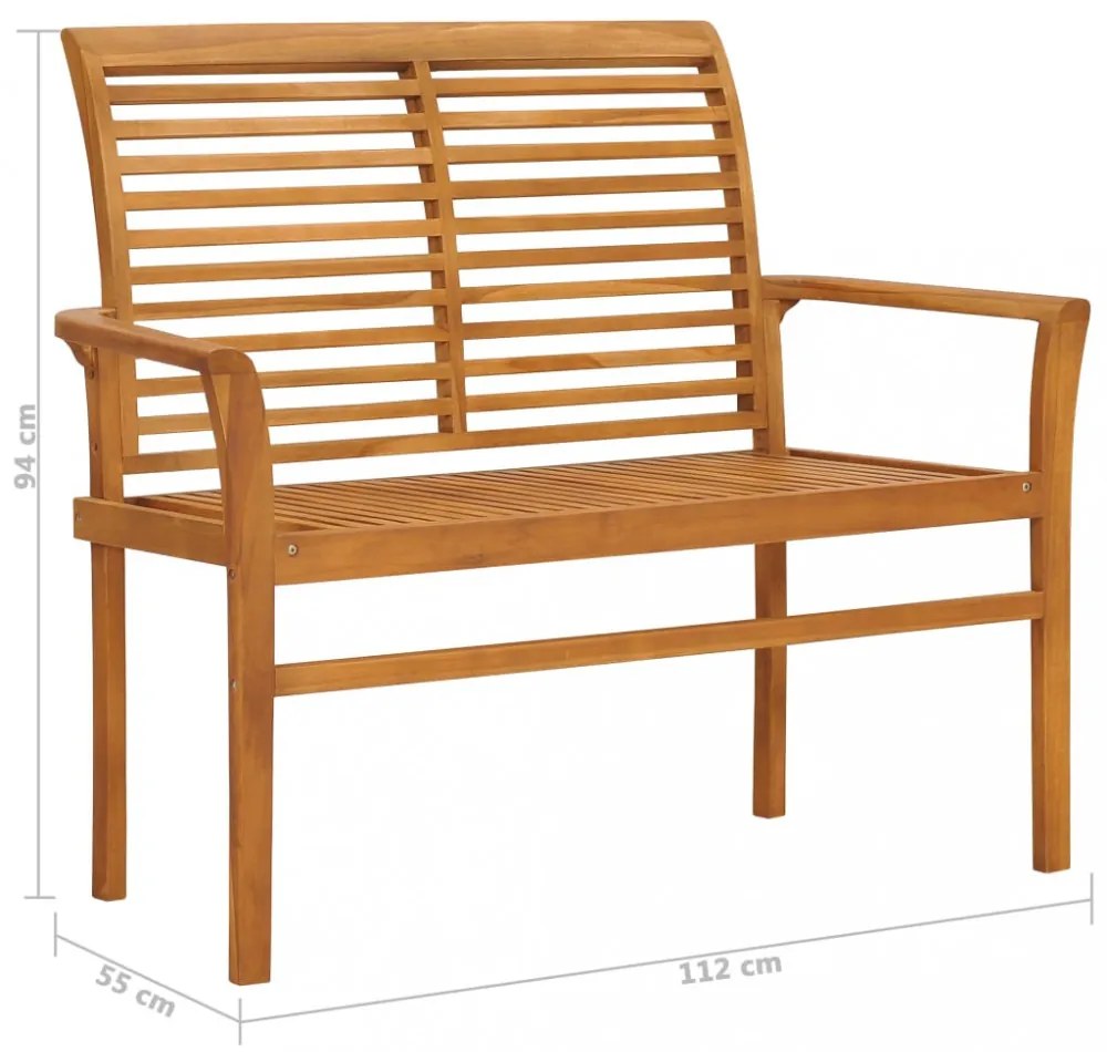 tömör tíkfa kerti pad kék párnával 112 cm