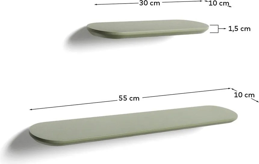 Zöld polc készlet 2 db-os 55 cm Arely – Kave Home