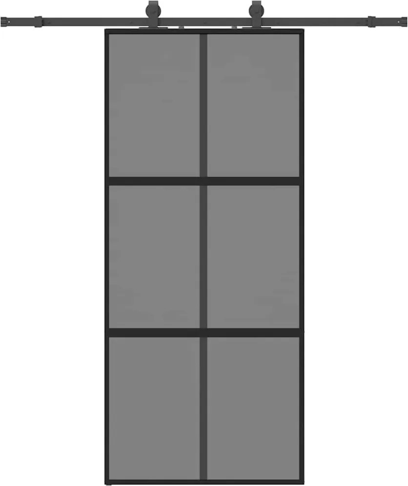 vidaXL fekete edzett üveg tolóajtó fémszerelék szettel 90x205 cm