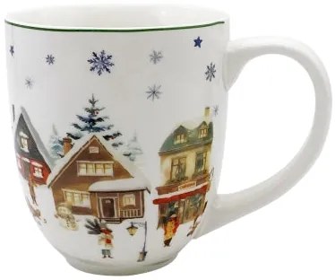 Karácsonyi porcelán nagy jumbo bögre díszdobozban Christmas Village 1000 ml