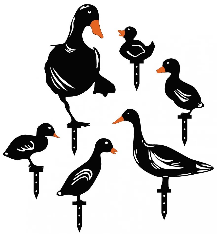 Ducks 6 darabos Kerti dekoráció Fekete N