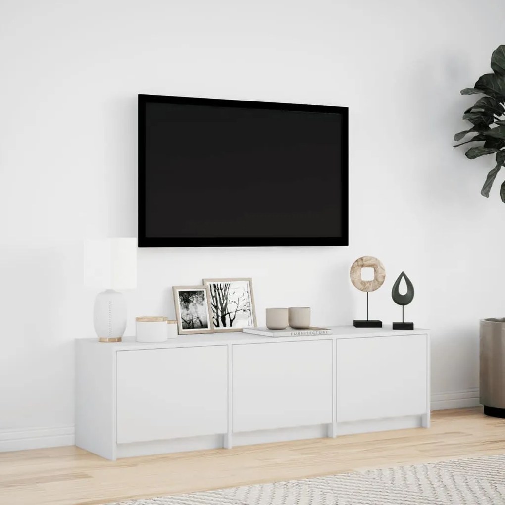 fehér szerelt fa TV-szekrény LED-ekkel 140 x 34 x 40 cm