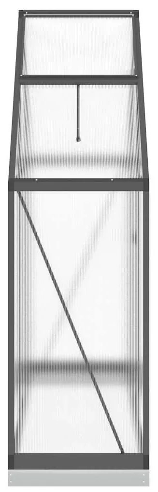 antracitszürke alumínium melegház alapvázzal 169 x 58 x 202 cm