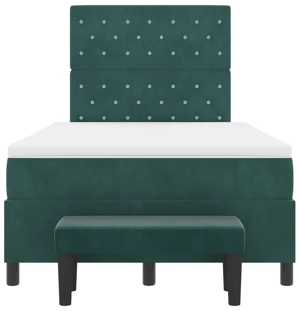 Box Spring Ágy Matraccal & Pad Sötét Zöld 120x200 cm Bársony