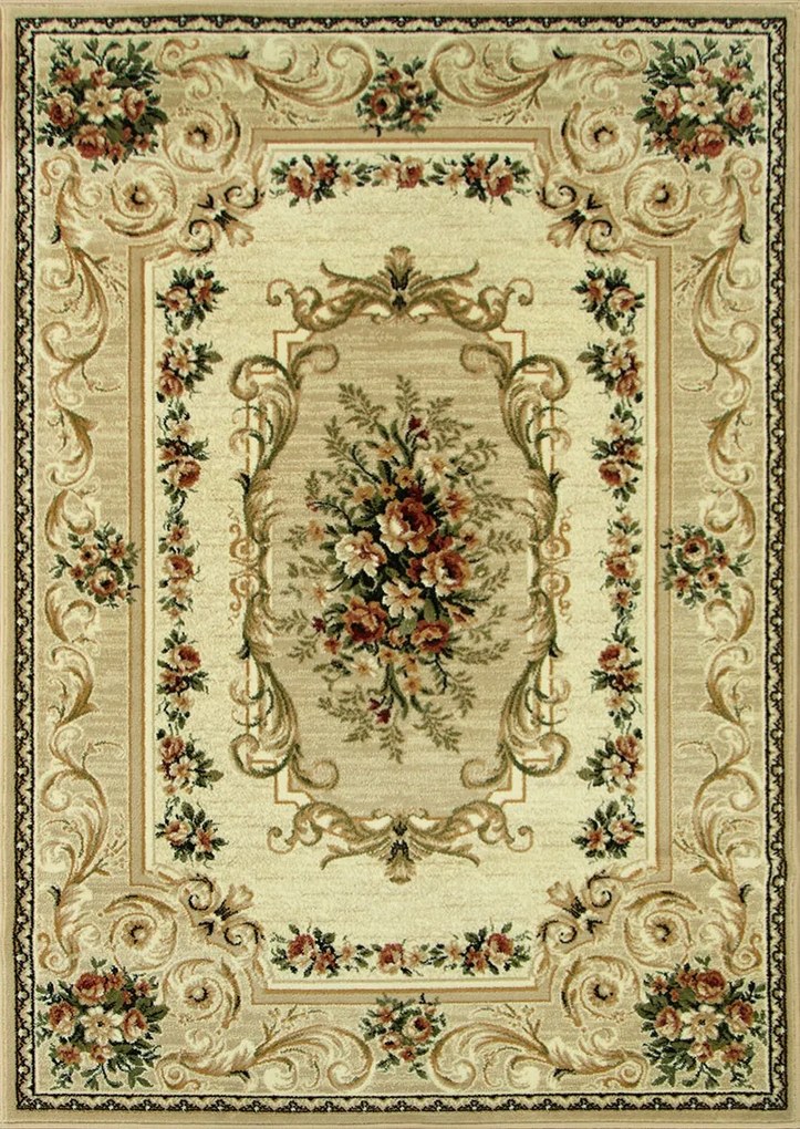 Hagyományos Nappali Szőnyeg Bézs Virágmintás Lótusz Dísz 250x350 cm