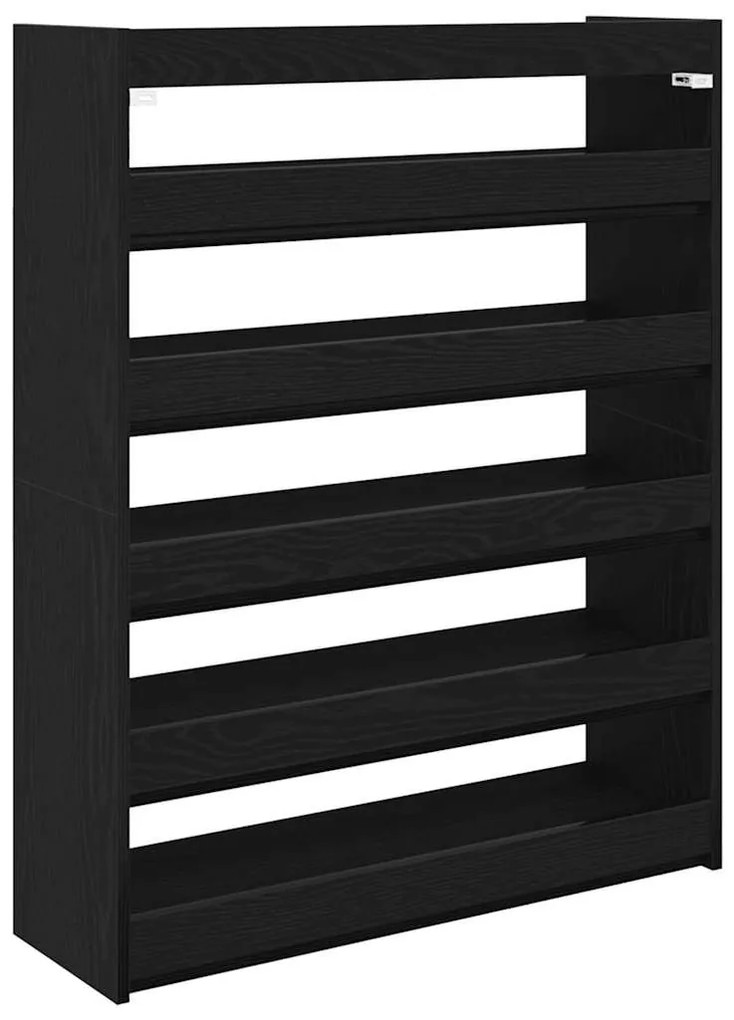 fekete szerelt fa cipőtároló szekrény 80x25x100 cm