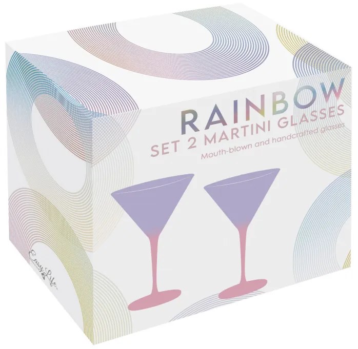 Cocktail üvegpohárszett 2 db-os, színes, 270ml, dobozban,lila-piros, Rainbow