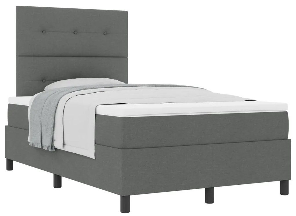 Boxspring Ágy Matraccal Közép-Szürke Kisfrancia Szövet