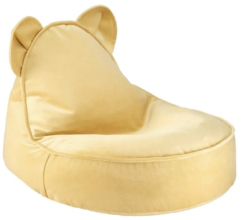 Sárga bársony gyerek babzsákfotel Bear – Wigiwama